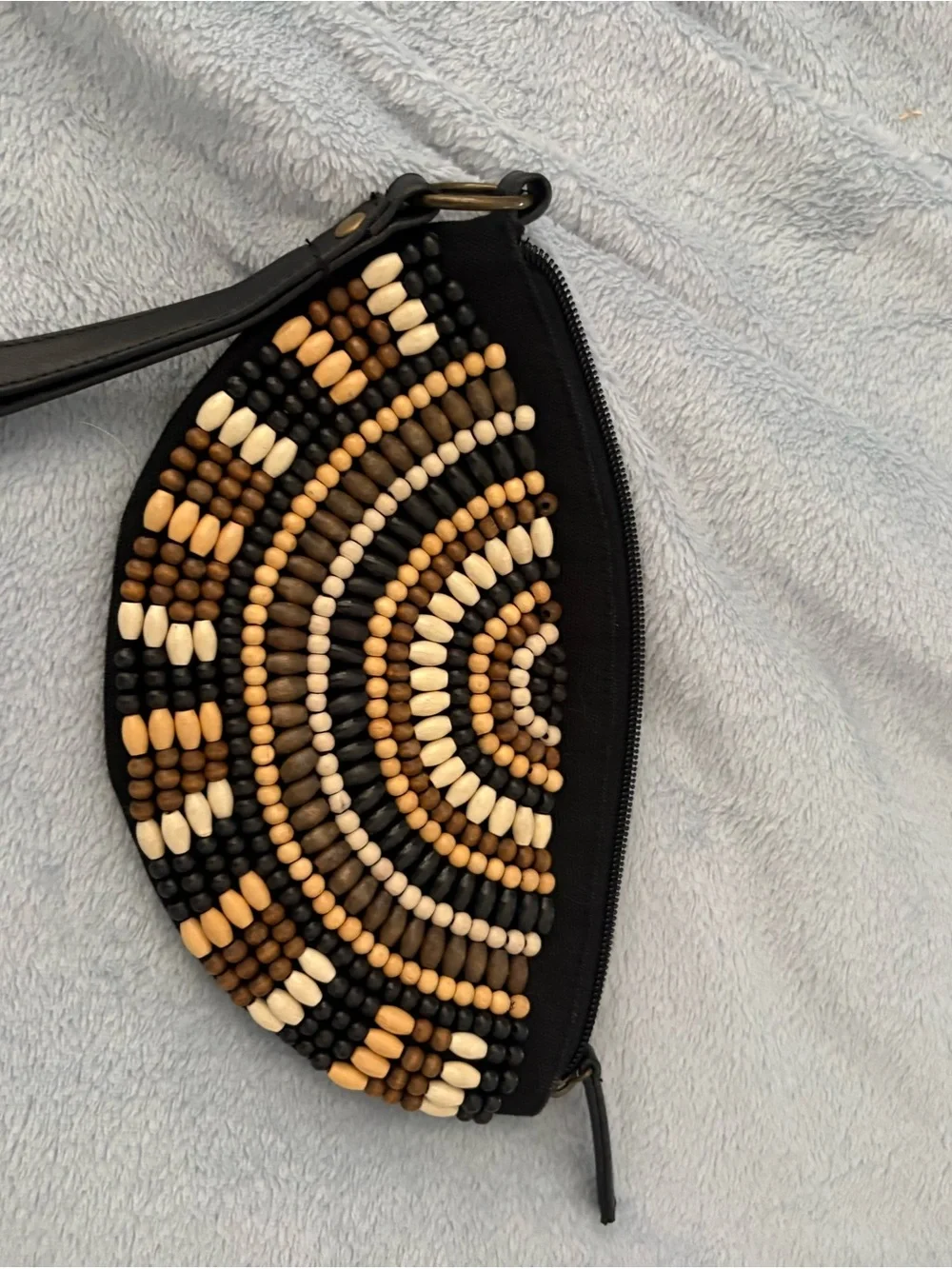 Old Navy Beaded Half-Moon Wristlet in Black, Cream, Tan, Brown